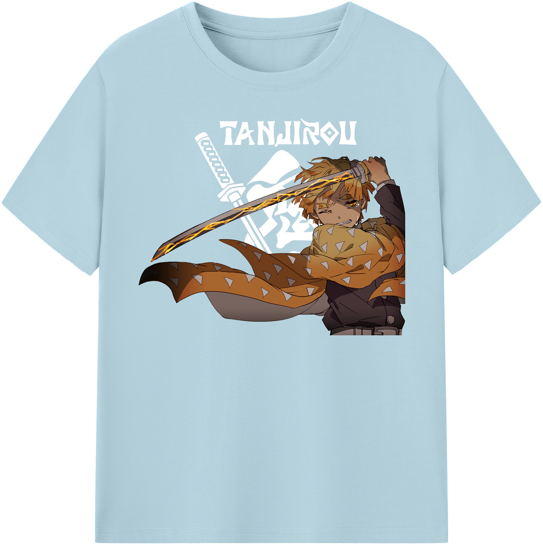（画像用） 鬼滅の刃（きめつのやいば）我妻 善逸／あがつま ぜんいつ Agatsuma Zenitsu 綿100％半袖Tシャツ（フロントプリント）